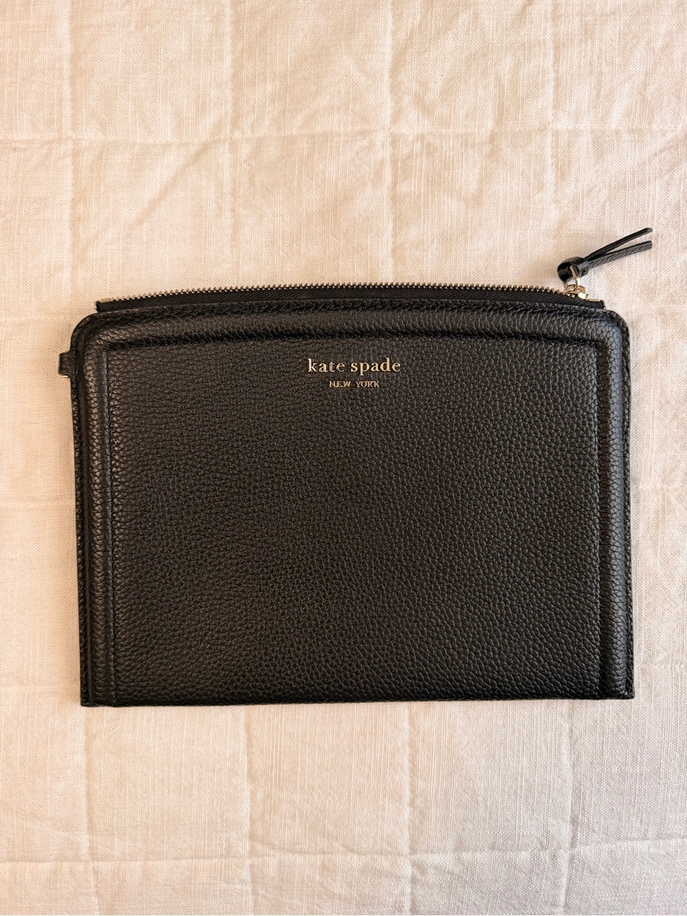 kate spade Black Pebbled Leather Zip Wallet